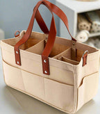 Panier de Rangement Bébé Polyvalent | TrioNest™ – Tissu Feutre, Poignées Cuir, Inserts Amovibles, 3 Coloris