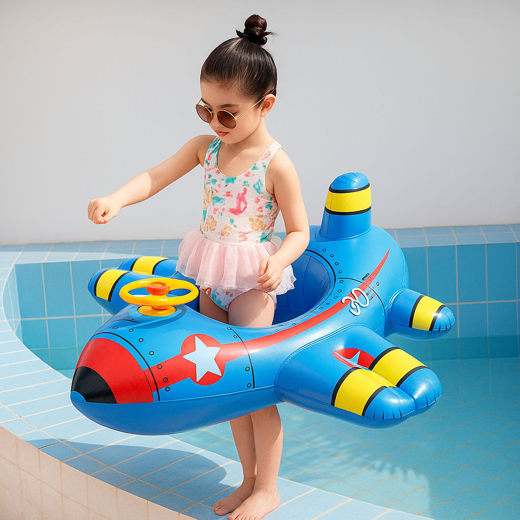 Bouée Bébé Gonflable en Forme d’Avion TrioNest™ AIRFLOAT™ | Siège Confortable, 28 kg | 1-6 Ans | Bleu & Blanc mon adorable bebe