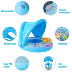 Bouée Bébé à Volant SplashWheel™ – Anti-Renversement, Parasol Anti-UV & Volant Interactif 0-3 Ans | TrioNest™ Mon Adorable Bébé