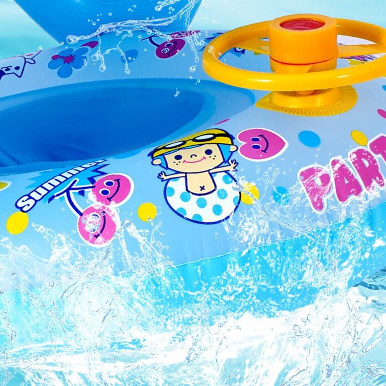 Bouée Bébé à Volant SplashWheel™ – Anti-Renversement, Parasol Anti-UV & Volant Interactif 0-3 Ans | TrioNest™ Mon Adorable Bébé