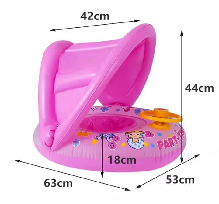 Bouée Bébé à Volant SplashWheel™ – Anti-Renversement, Parasol Anti-UV & Volant Interactif 0-3 Ans | TrioNest™ Mon Adorable Bébé