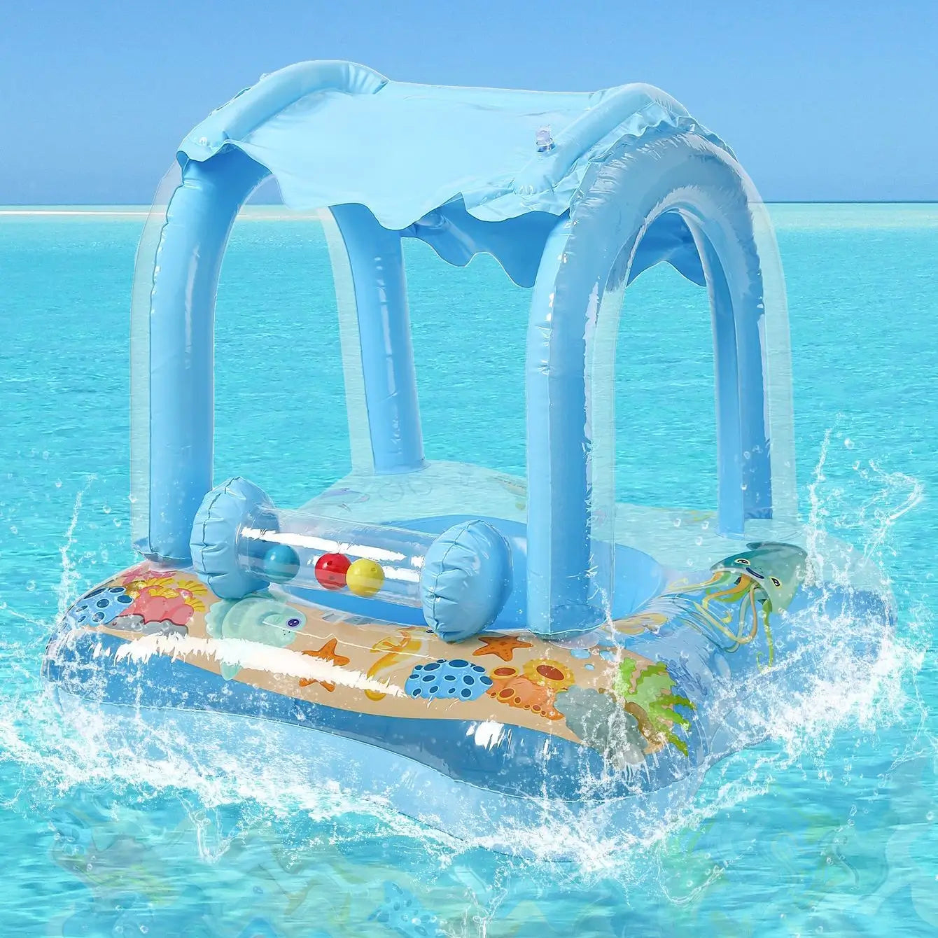 Bouée Bébé Gonflable TrioNest™ SPLASHITO™ | Toit Anti-UV 99%, Pompe Incluse, Certifiée CE | 0-3 Ans Mon Adorable Bébé