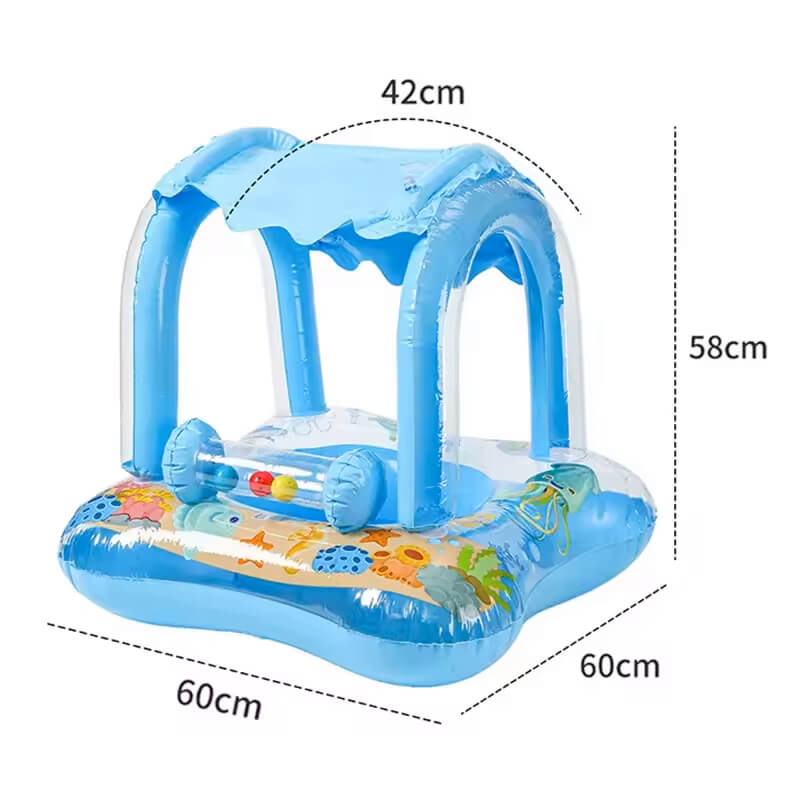 Bouée Bébé Gonflable TrioNest™ SPLASHITO™ | Toit Anti-UV 99%, Pompe Incluse, Certifiée CE | 0-3 Ans Mon Adorable Bébé
