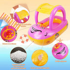 Bouée Bébé Voiture AquaDrive™ – Ombrelle Anti-UV, Volant Interactif & Flotteurs Stables 3-6 Ans | TrioNest™ Mon Adorable Bébé