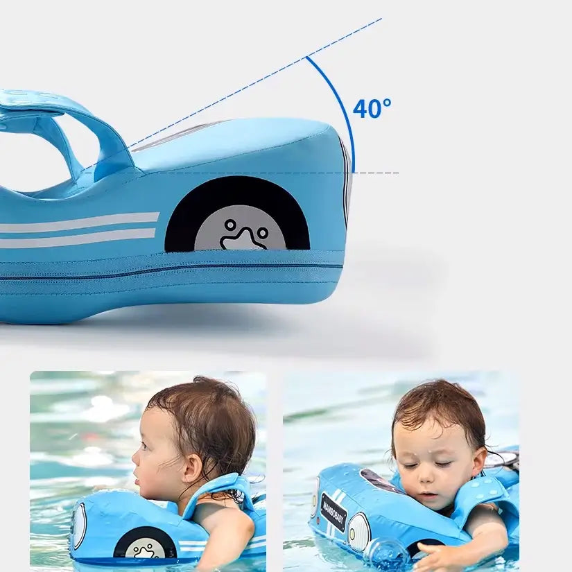 Bouée Bébé en Forme de Voiture FloatNest – Appui-Tête 40°, Mousse Perle IPX8, -3 Ans | TrioNest™ Mon Adorable Bébé