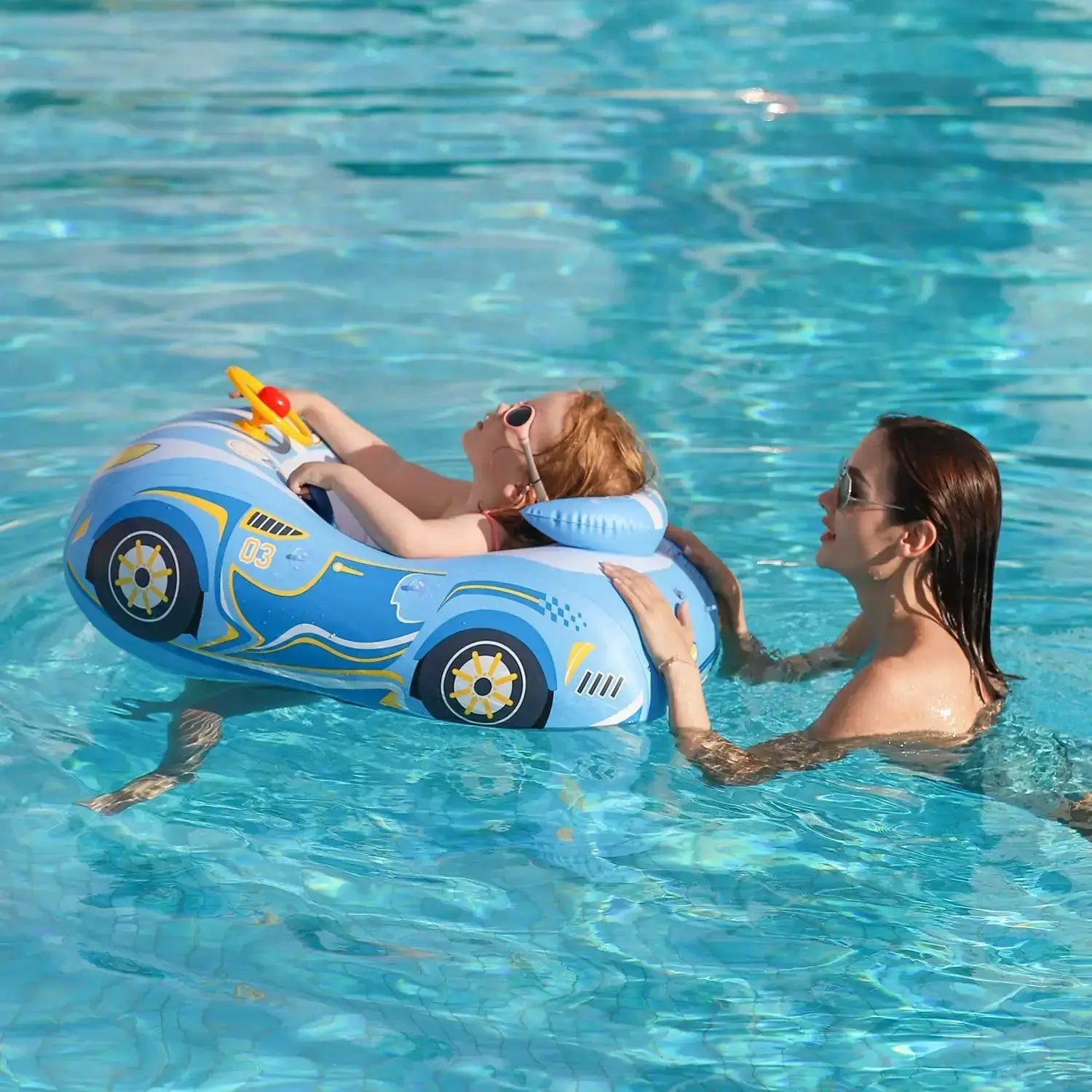 Bouée Bébé Voiture à Ombrelle CruiseNest – PVC, Volant Musical, 79x61 cm, 3-6 Ans | TrioNest™ Mon Adorable Bébé