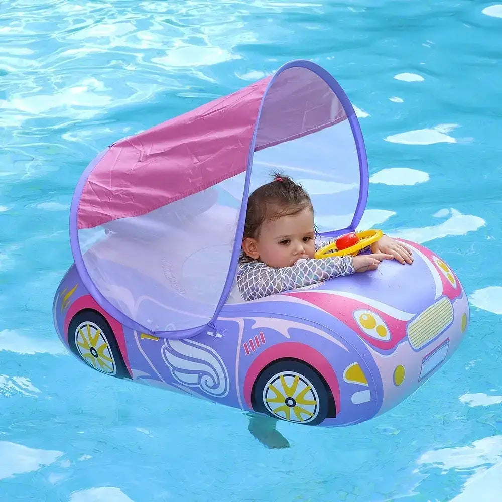 Bouée Bébé Voiture à Ombrelle CruiseNest – PVC, Volant Musical, 79x61 cm, 3-6 Ans | TrioNest™ Mon Adorable Bébé