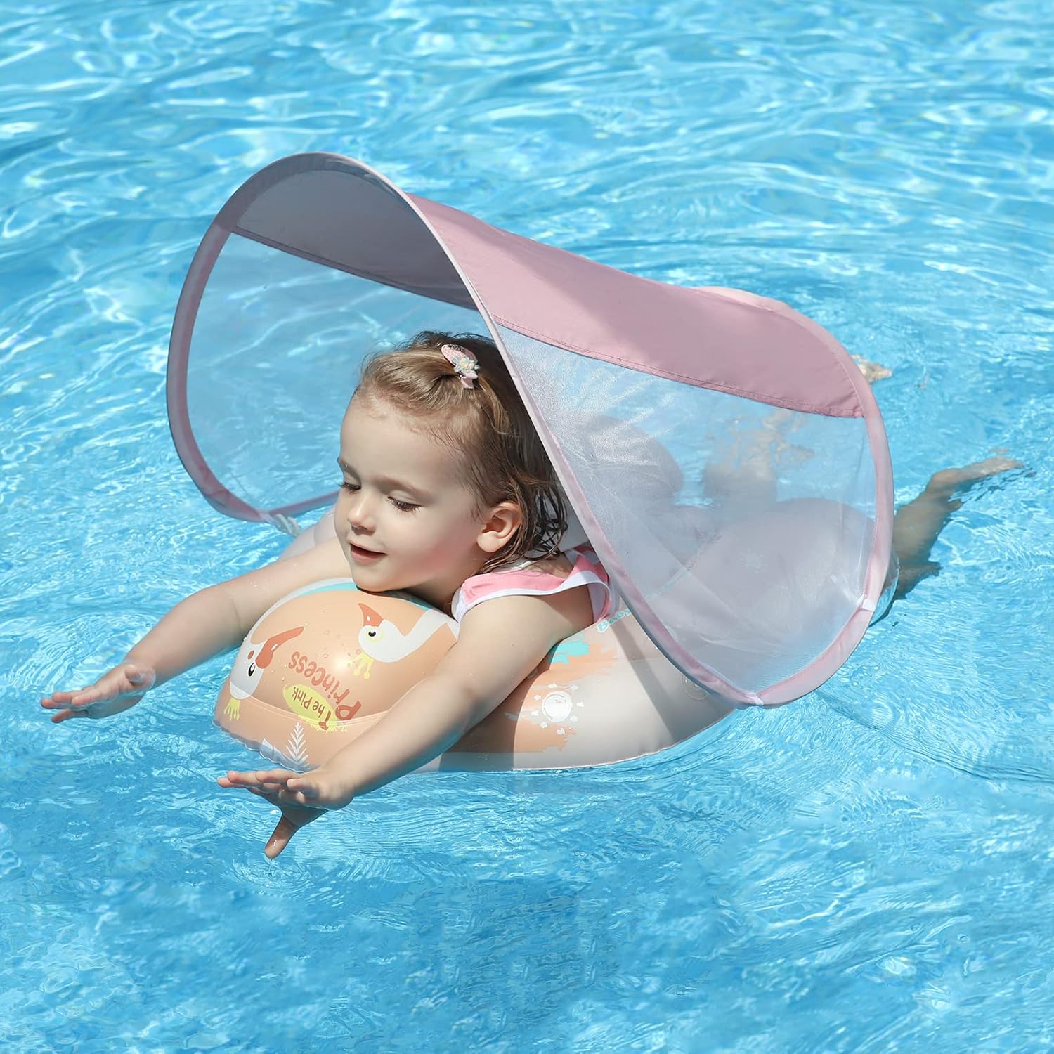 Bouée Gonflable à Ombrelle Anti-UV pour Bébé – 5 Points d'Attache, Pliable, 3 Mois-6 Ans, Piscine & Mer | Sunsplash by TrioNest™ mon adorable bebe