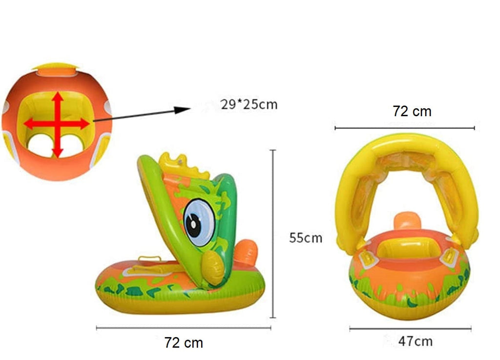 Bouée Bébé à Auvent Gonflable TrioNest™ FLOATOPIA™ | Licorne & Dinosaure | Protection UV | 1-6 Ans mon adorable bebe