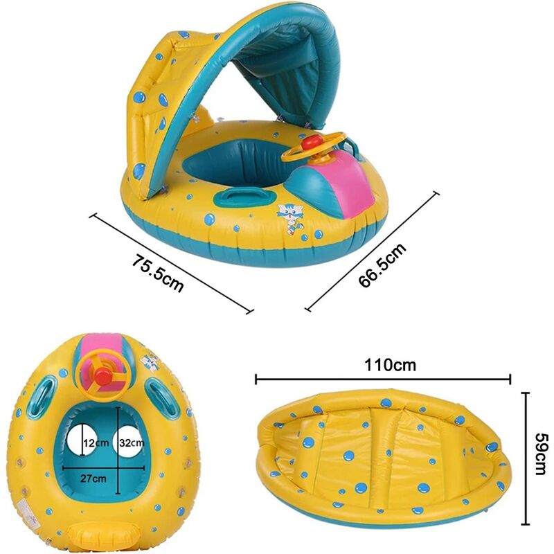 Bouée Pare-Soleil Gonflable Bébé TrioNest™ SUNBOB™ | Protection UV, Poignées Ergonomiques | Piscine & Plage mon adorable bebe