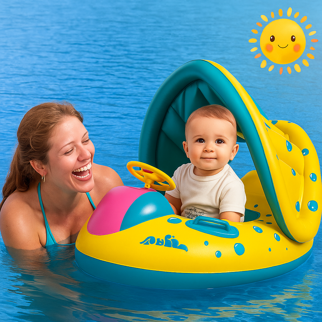 Bouée Pare-Soleil Gonflable Bébé TrioNest™ SUNBOB™ | Protection UV, Poignées Ergonomiques | Piscine & Plage mon adorable bebe