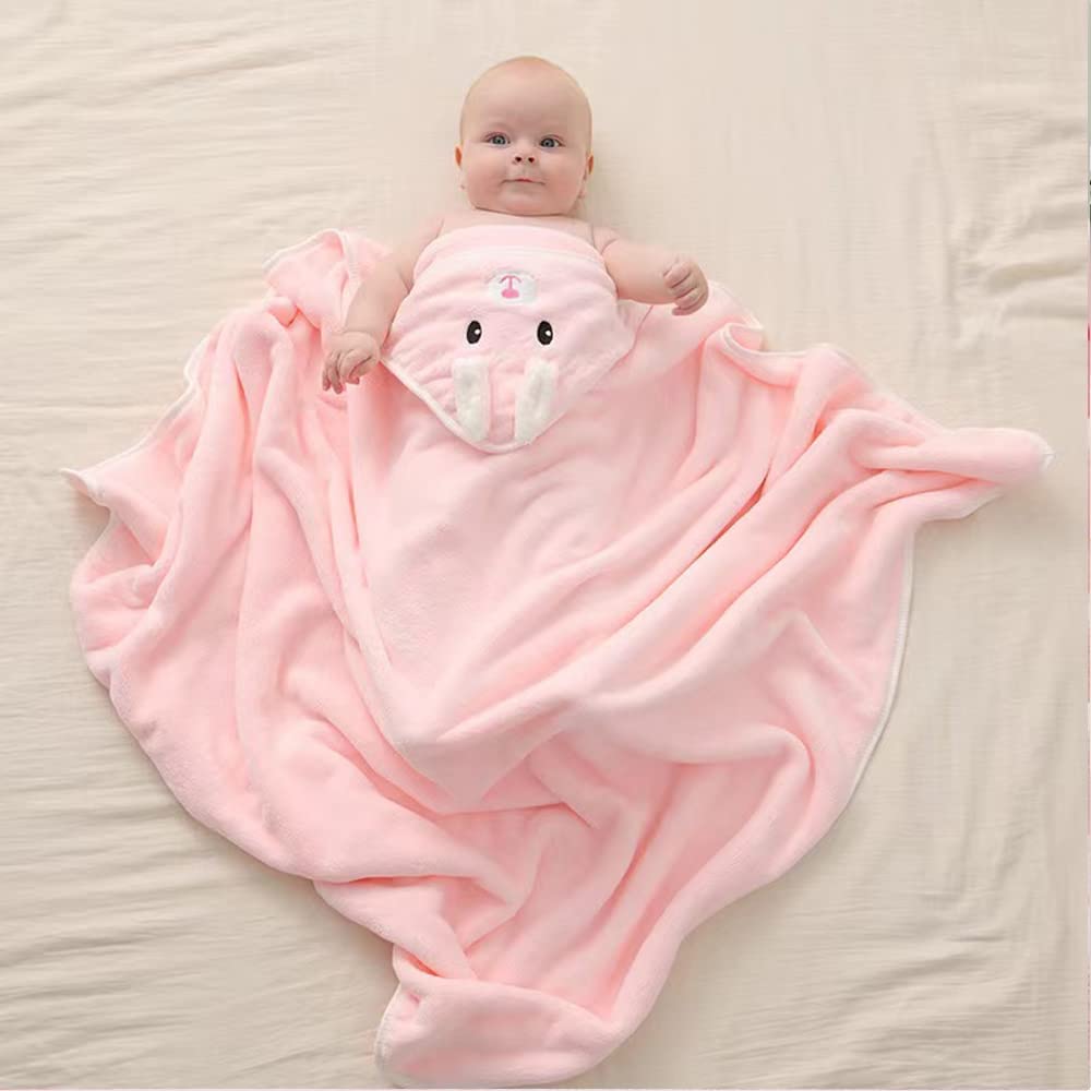 Cape de Bain Bébé à Motif d'Animaux – Polaire Corail, 80x80 cm, Lavable Machine | TrioNest™ mon adorable bebe