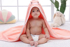 Cape de Bain Bébé à Motif d'Animaux – Polaire Corail, 80x80 cm, Lavable Machine | TrioNest™ mon adorable bebe