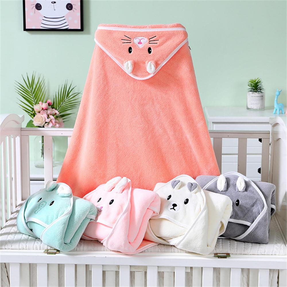 Cape de Bain Bébé à Motif d'Animaux – Polaire Corail, 80x80 cm, Lavable Machine | TrioNest™ mon adorable bebe