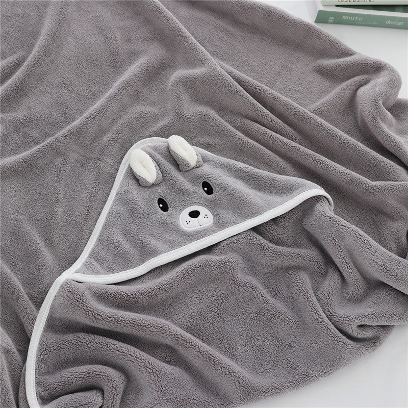 Cape de Bain Bébé à Motif d'Animaux – Polaire Corail, 80x80 cm, Lavable Machine | TrioNest™ mon adorable bebe