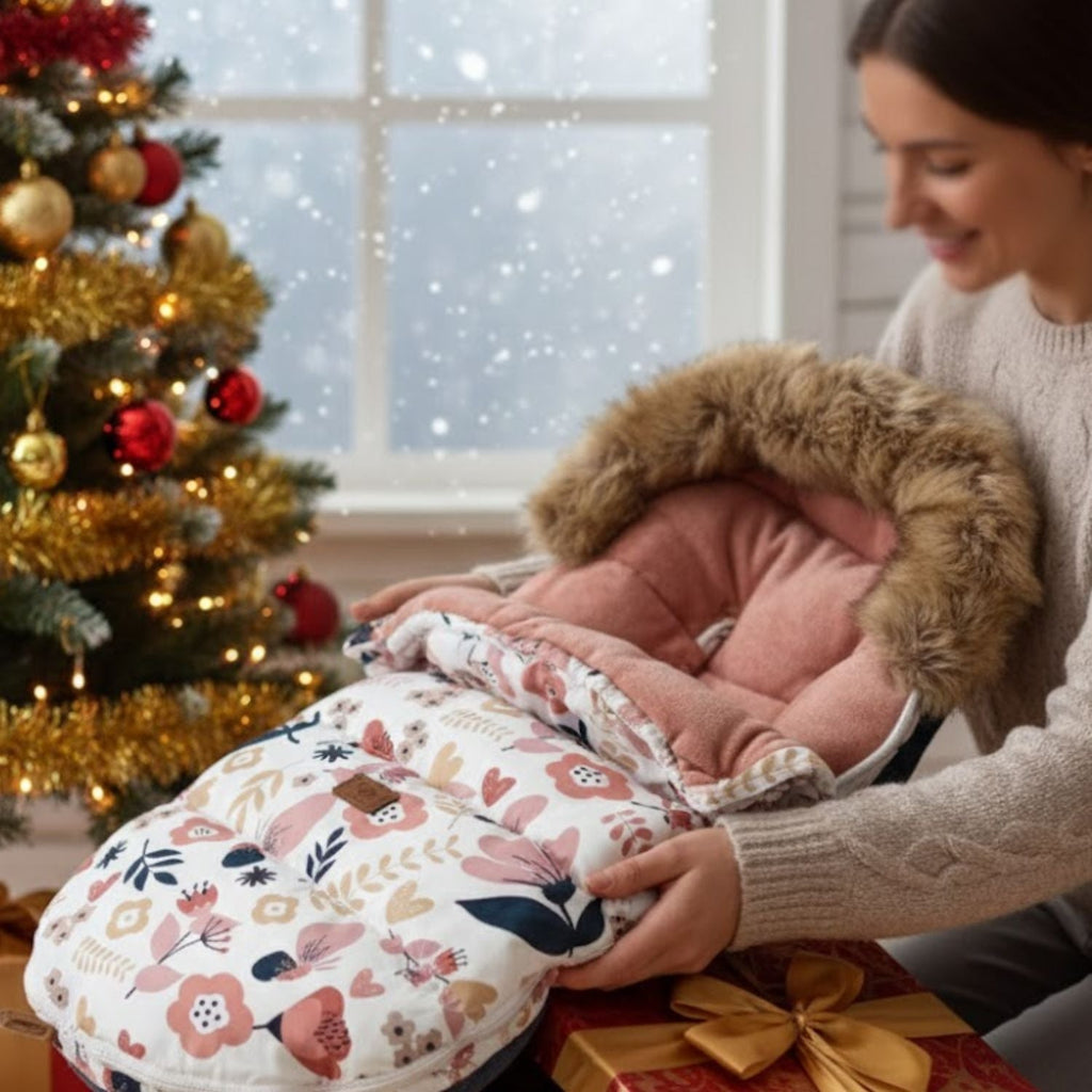 Chancelière Poussette à Fleurs – Polaire Ultra-Douce, Coupe-Vent, Universelle Poussette & Siège Auto | TrioNest™ Mon Adorable Bébé
