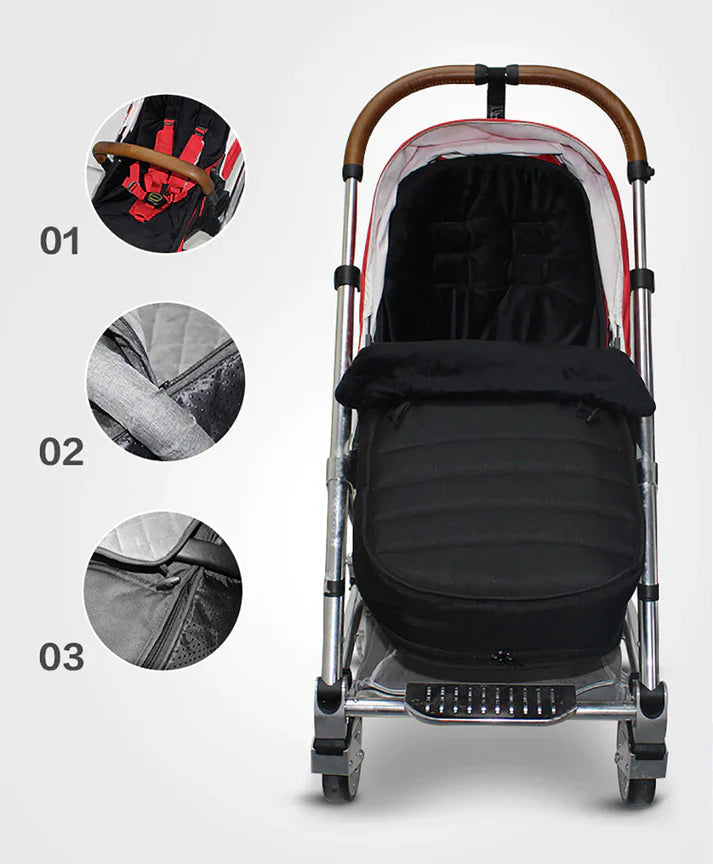 Chancelière Poussette Bébé 4-en-1 – Imperméable, Zip Bidirectionnel, Compatible 99% Poussettes | TrioNest™ mon adorable bebe