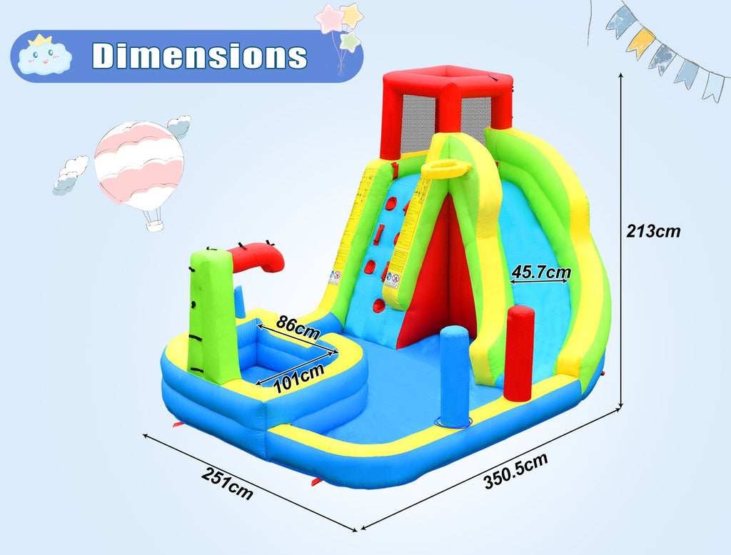 Château Gonflable avec Souffleur Enfant 3-10 Ans – Toboggan, Piscine, Basket, 159 kg | TrioNest™ mon adorable bebe