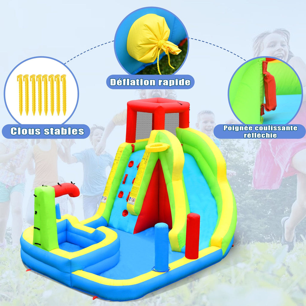 Château Gonflable avec Souffleur Enfant 3-10 Ans – Toboggan, Piscine, Basket, 159 kg | TrioNest™ mon adorable bebe