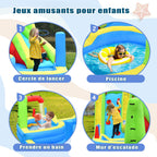 Château Gonflable avec Souffleur Enfant 3-10 Ans – Toboggan, Piscine, Basket, 159 kg | TrioNest™ mon adorable bebe