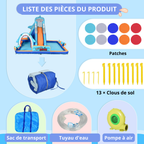 Château Gonflable 6-en-1 Enfant 3-6 Ans – Toboggan Aquatique, Piscine, Requin, 4 Enfants | TrioNest™ Mon Adorable Bébé