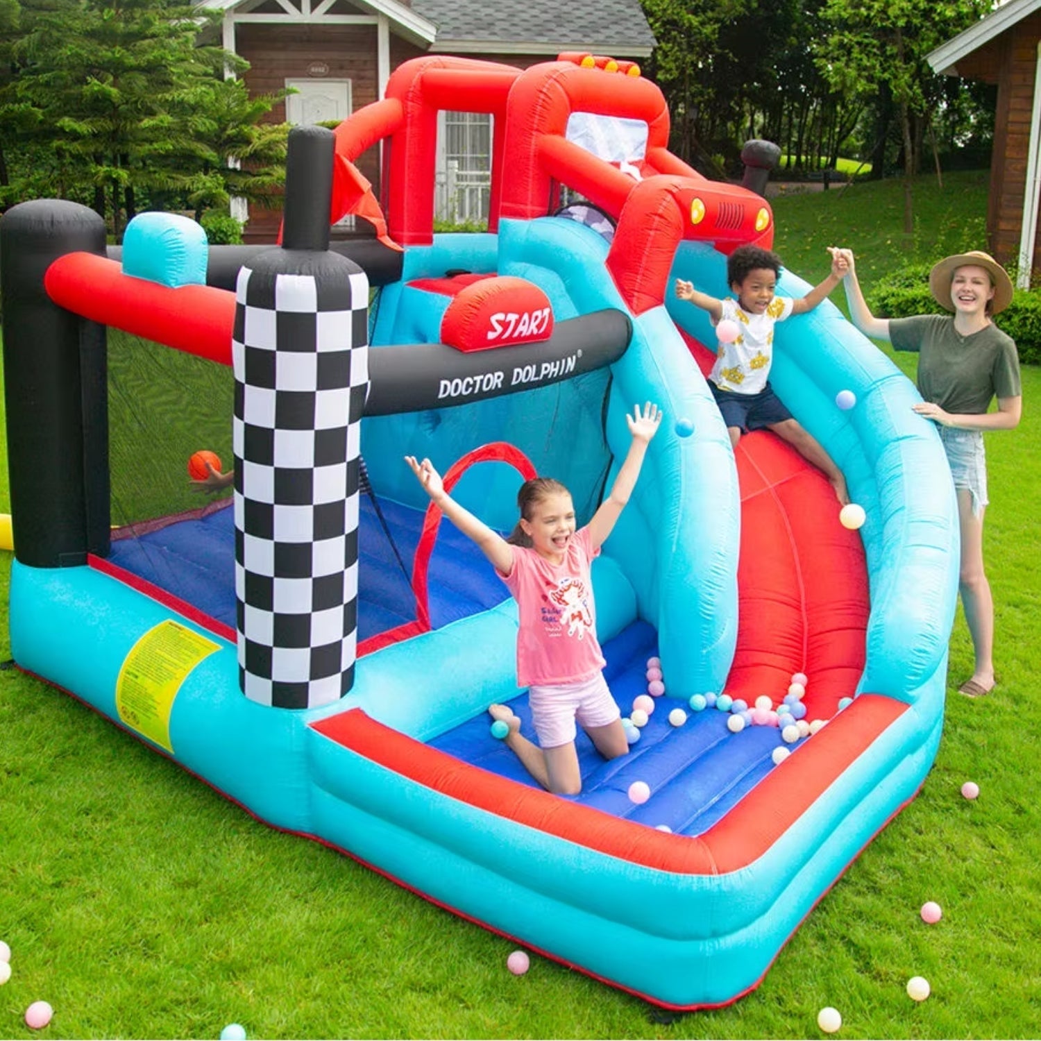Château Gonflable Glissière Enfant 3-12 Ans – Piscine Balles, Zone Grimpe, Oxford 840D, ICTI | ZoomSlide by TrioNest™ Mon Adorable Bébé