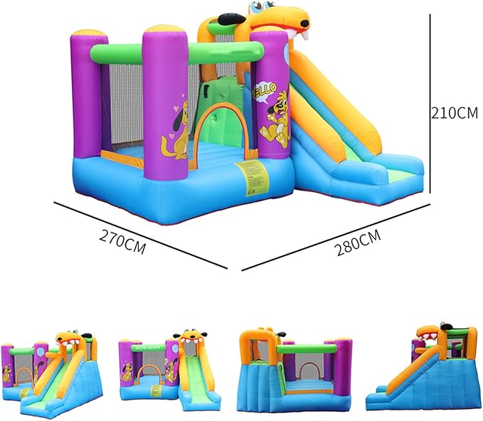 Château Gonflable Toboggan Enfant 3-12 Ans – Design Chien, Saut & Escalade, Oxford, EN71 | WoofSlide by TrioNest™ Mon Adorable Bébé
