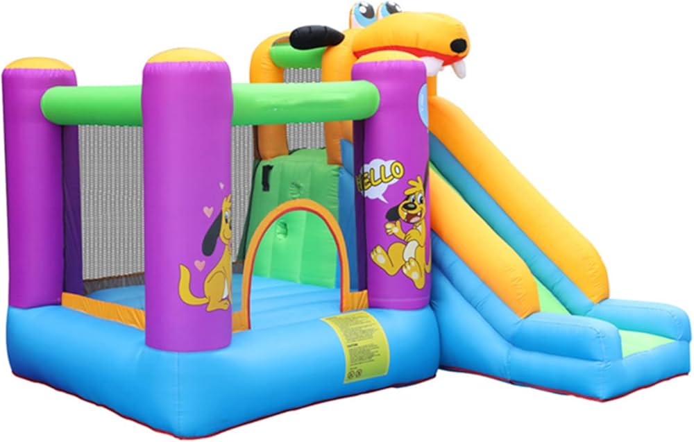 Château Gonflable Toboggan Enfant 3-12 Ans – Design Chien, Saut & Escalade, Oxford, EN71 | WoofSlide by TrioNest™ Mon Adorable Bébé