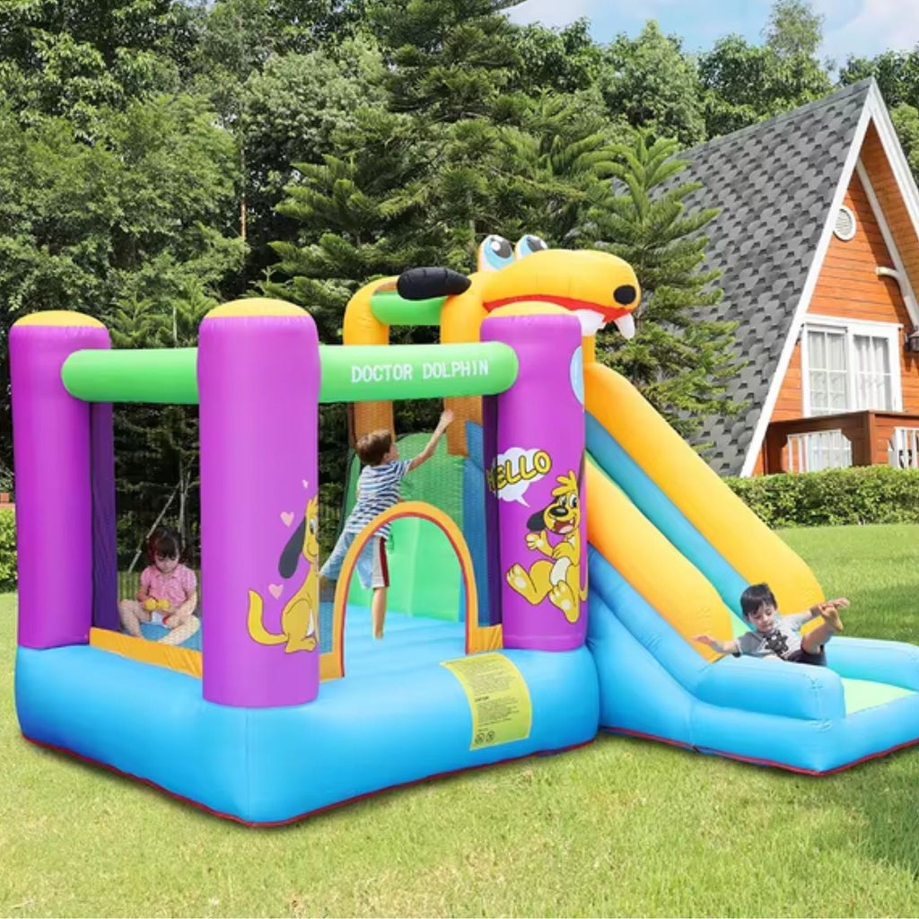 Château Gonflable Toboggan Enfant 3-12 Ans – Design Chien, Saut & Escalade, Oxford, EN71 | WoofSlide by TrioNest™ Mon Adorable Bébé