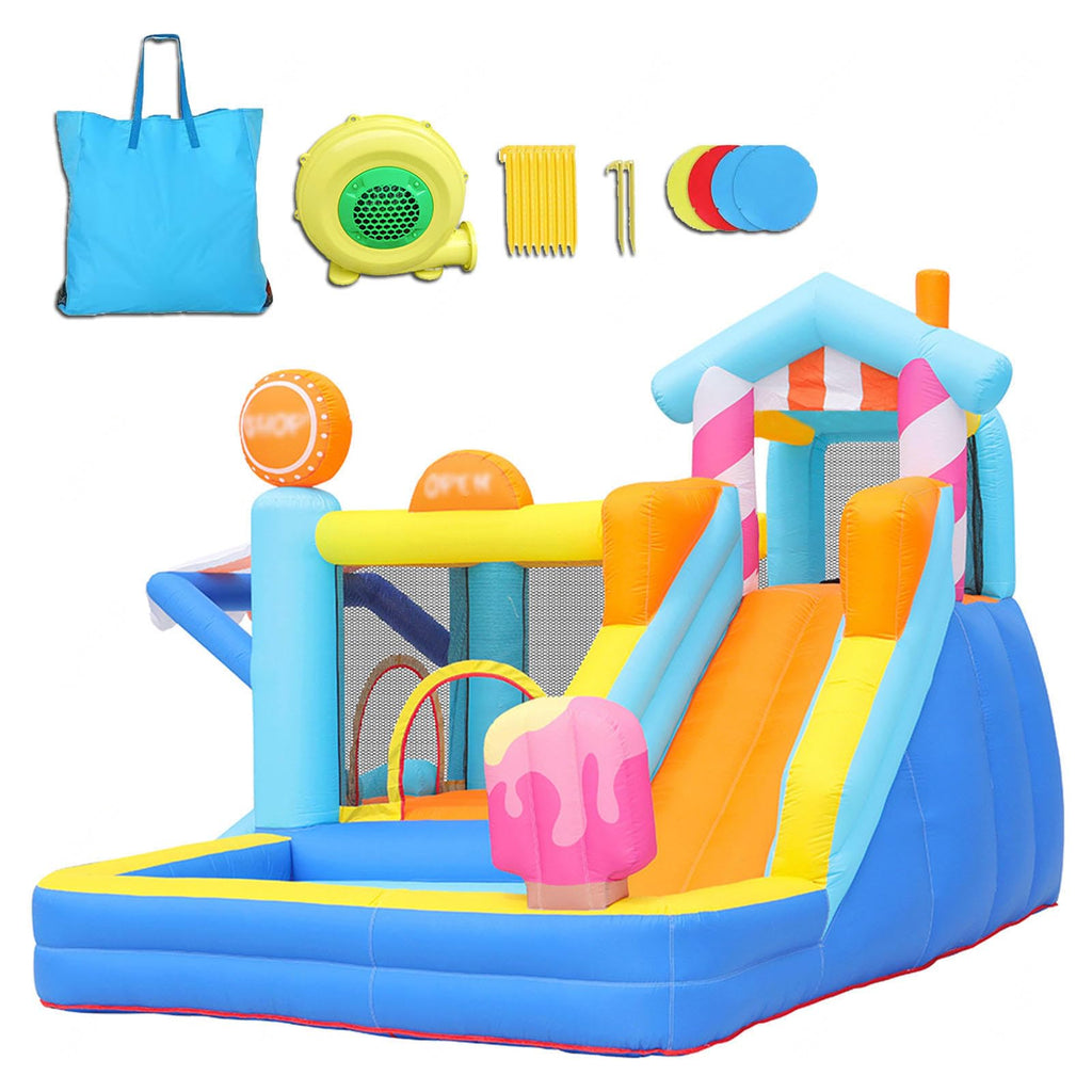 Château Gonflable Enfant 3-6 Ans – Toboggan, Bassin de Balles, PVC Coutures Doubles, Kit Réparation | FunCastle by TrioNest™ Mon Adorable Bébé