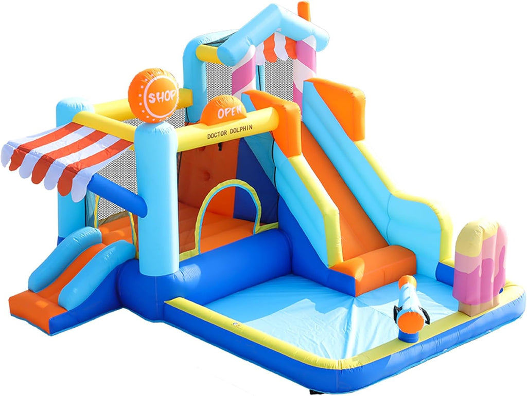 Château Gonflable Enfant 3-6 Ans – Toboggan, Bassin de Balles, PVC Coutures Doubles, Kit Réparation | FunCastle by TrioNest™ Mon Adorable Bébé