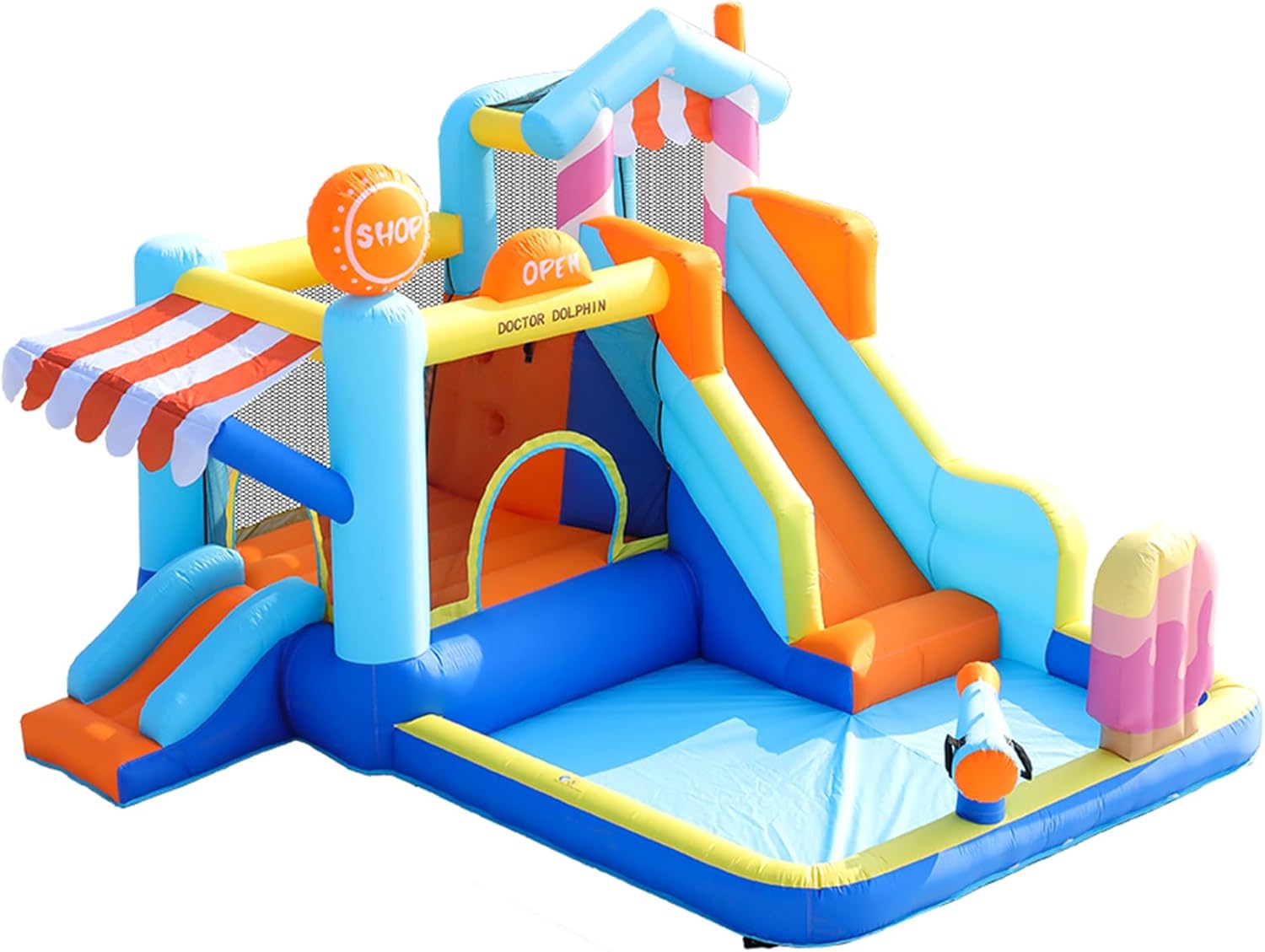 Château Gonflable Enfant 3-6 Ans – Toboggan, Bassin de Balles, PVC Coutures Doubles, Kit Réparation | FunCastle by TrioNest™ Mon Adorable Bébé