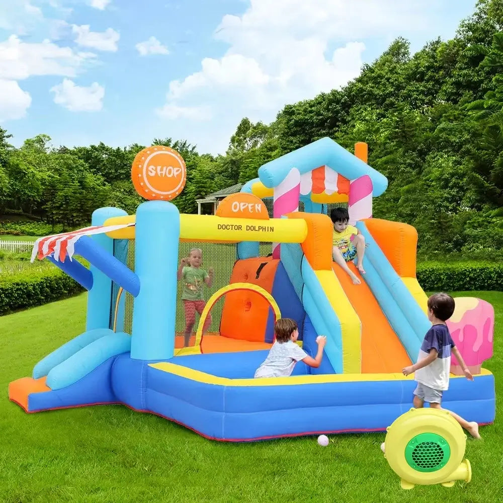 Château Gonflable Enfant 3-6 Ans – Toboggan, Bassin de Balles, PVC Coutures Doubles, Kit Réparation | FunCastle by TrioNest™ Mon Adorable Bébé