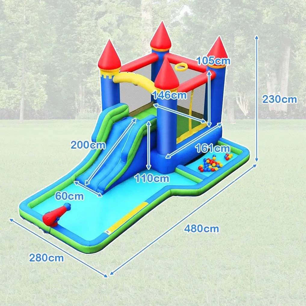 Château Gonflable Multi-Jeux 3-8 Ans – 30 Balles, Basketball, Aquatique, Oxford 840D, ASTM | JoyWorld by TrioNest™ Mon Adorable Bébé