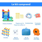 Château Gonflable Multi-Jeux 3-8 Ans – 30 Balles, Basketball, Aquatique, Oxford 840D, ASTM | JoyWorld by TrioNest™ Mon Adorable Bébé