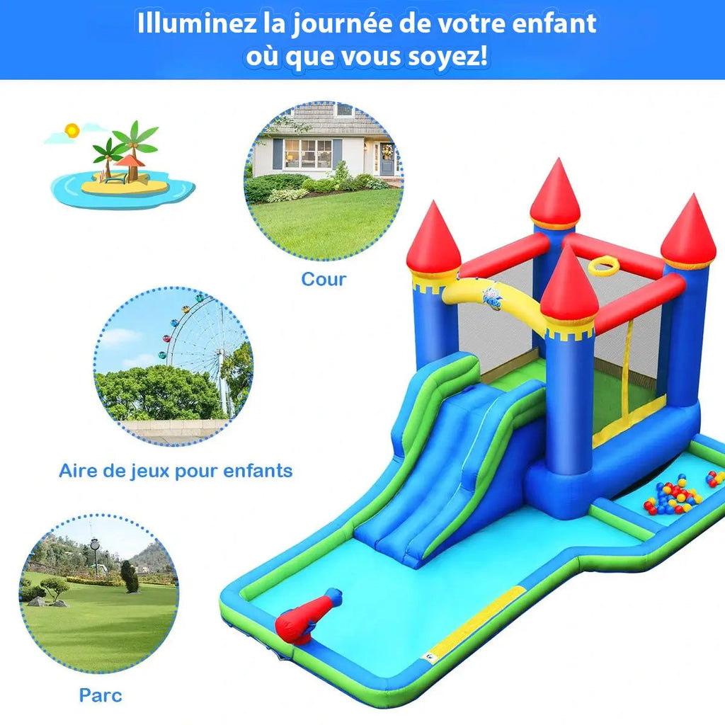 Château Gonflable Multi-Jeux 3-8 Ans – 30 Balles, Basketball, Aquatique, Oxford 840D, ASTM | JoyWorld by TrioNest™ Mon Adorable Bébé