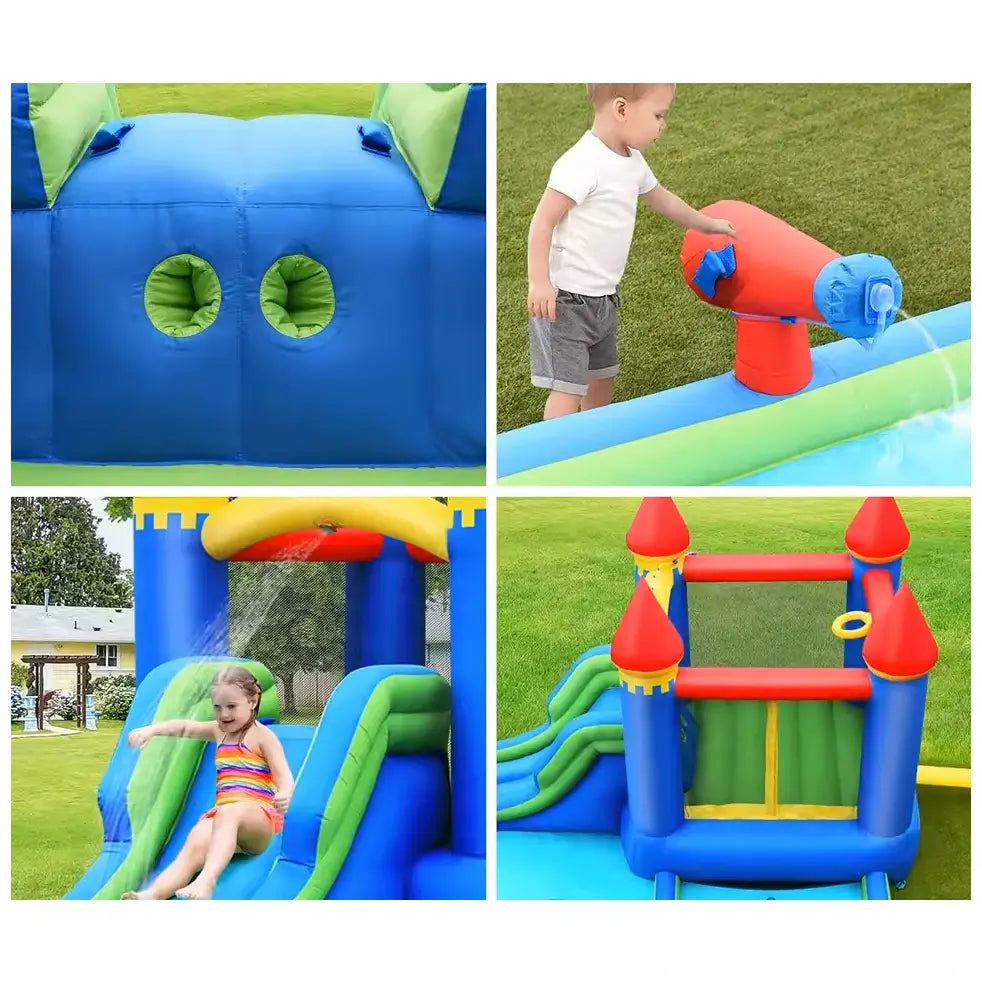 Château Gonflable Multi-Jeux 3-8 Ans – 30 Balles, Basketball, Aquatique, Oxford 840D, ASTM | JoyWorld by TrioNest™ Mon Adorable Bébé