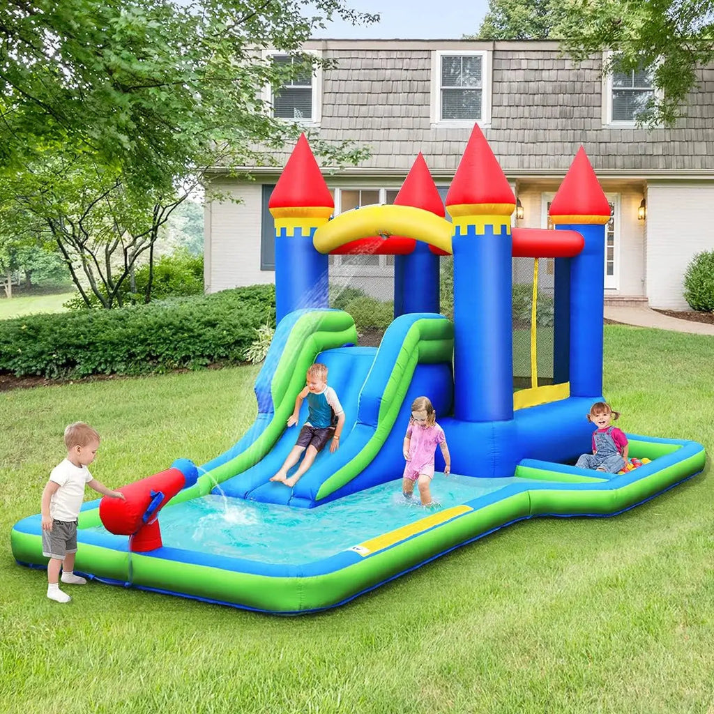 Château Gonflable Multi-Jeux 3-8 Ans – 30 Balles, Basketball, Aquatique, Oxford 840D, ASTM | JoyWorld by TrioNest™ Mon Adorable Bébé