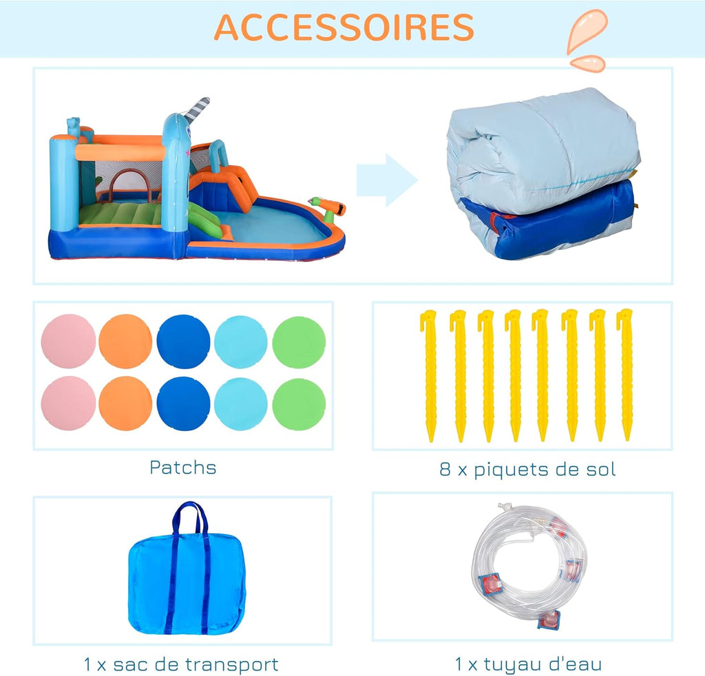 Château Gonflable Aquatique 4-en-1 – Piscine, Toboggan, Trampoline, Mur Escalade, EN71 | AquaBounce by TrioNest™ Mon Adorable Bébé