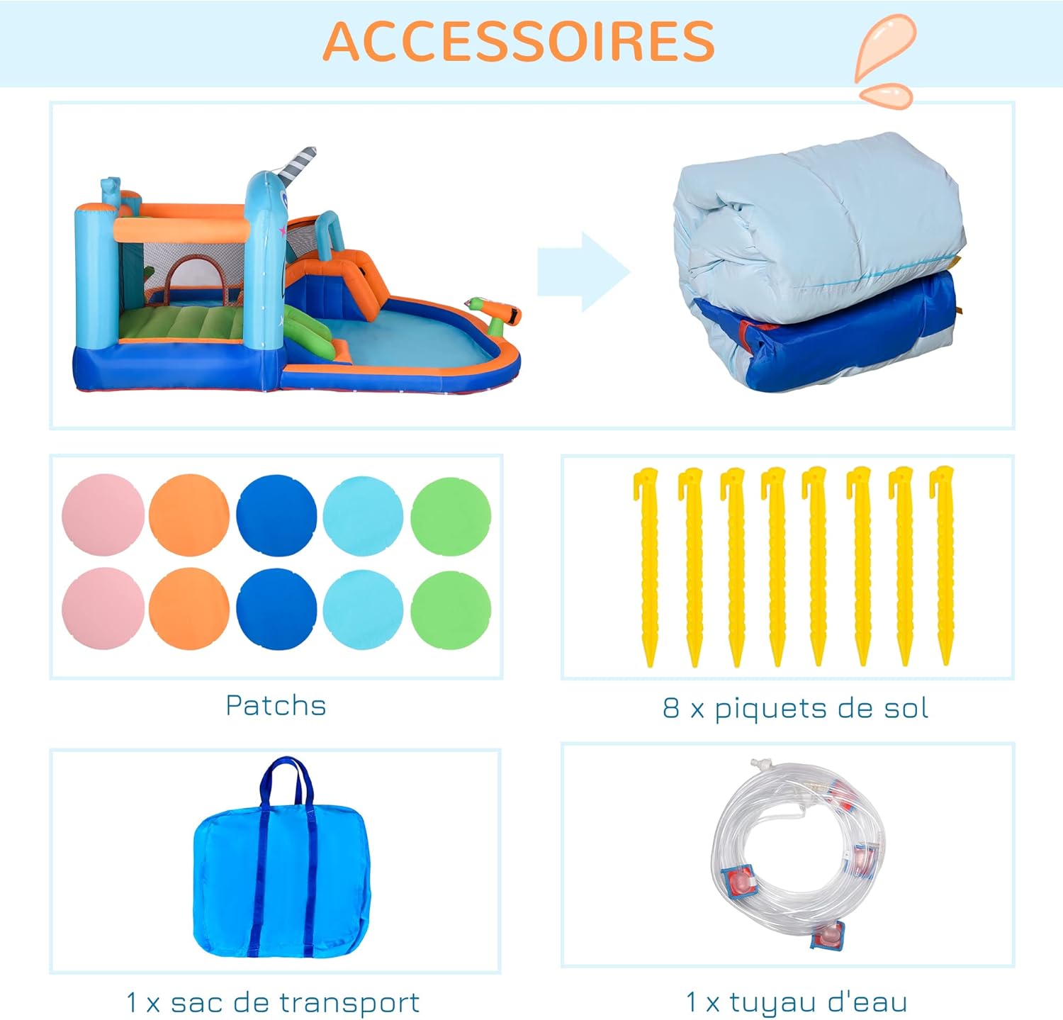 Château Gonflable Aquatique 4-en-1 – Piscine, Toboggan, Trampoline, Mur Escalade, EN71 | AquaBounce by TrioNest™ Mon Adorable Bébé