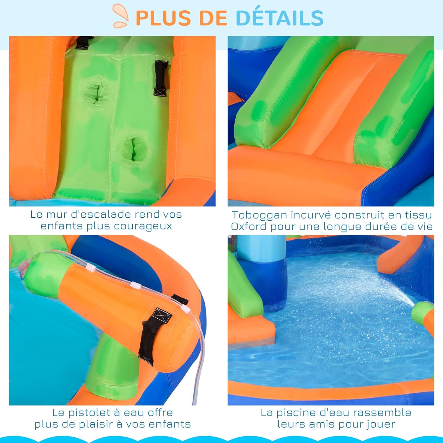 Château Gonflable Aquatique 4-en-1 – Piscine, Toboggan, Trampoline, Mur Escalade, EN71 | AquaBounce by TrioNest™ Mon Adorable Bébé
