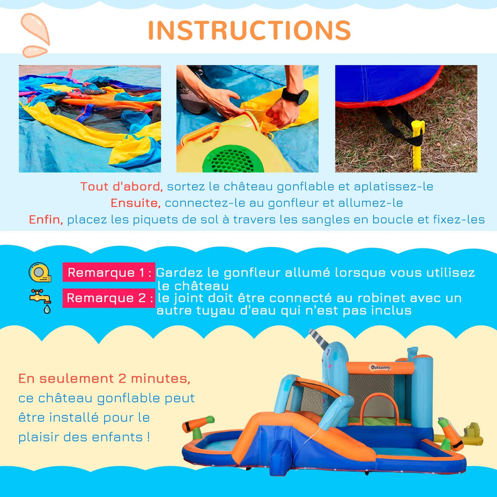 Château Gonflable Aquatique 4-en-1 – Piscine, Toboggan, Trampoline, Mur Escalade, EN71 | AquaBounce by TrioNest™ Mon Adorable Bébé