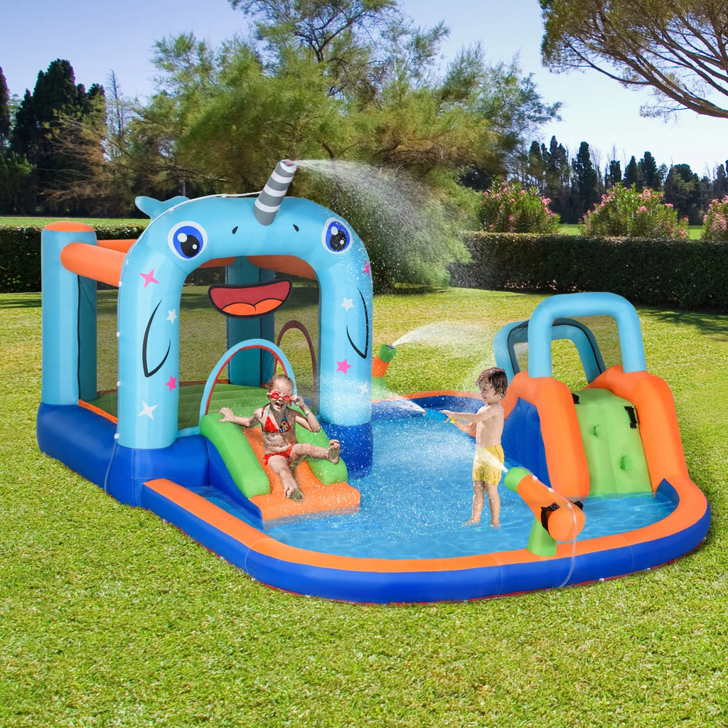 Château Gonflable Aquatique 4-en-1 – Piscine, Toboggan, Trampoline, Mur Escalade, EN71 | AquaBounce by TrioNest™ Mon Adorable Bébé