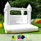 Château Gonflable Féérique Blanc – Toboggan, Fenêtres Transparentes, 5-8 Enfants, PVC & Nylon | DreamCastle by TrioNest™ Mon Adorable Bébé