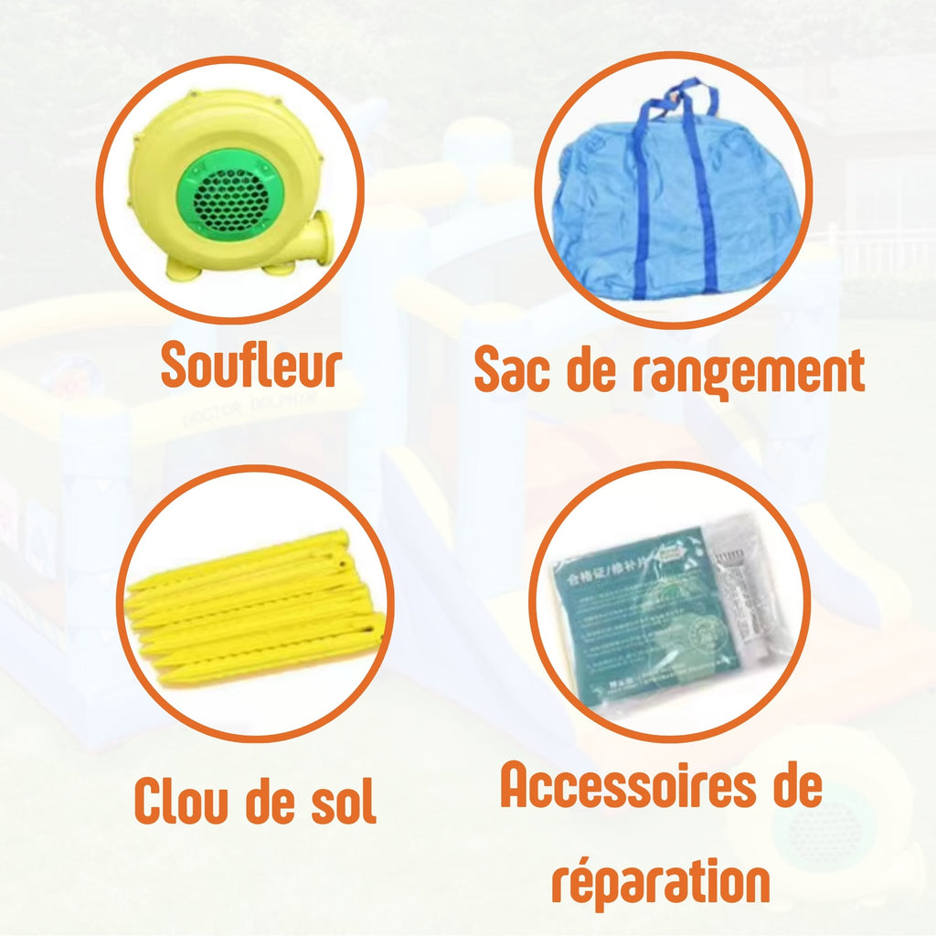 Château Gonflable Multifonctionnel Enfant 3-12 Ans – PVC Renforcé, Pompe Incluse, CE & EN71 | TrioNest™ Mon Adorable Bébé