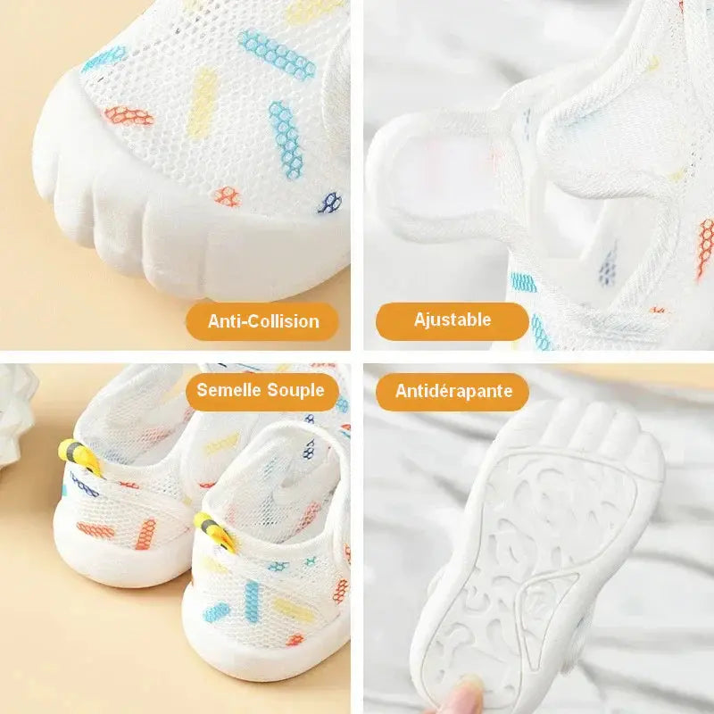 Chaussures Bébé Maille Respirante 6-48 Mois – Scratch, Antidérapantes, Anti-Chocs, Lavable | MeshStep by TrioNest™ Mon Adorable Bébé
