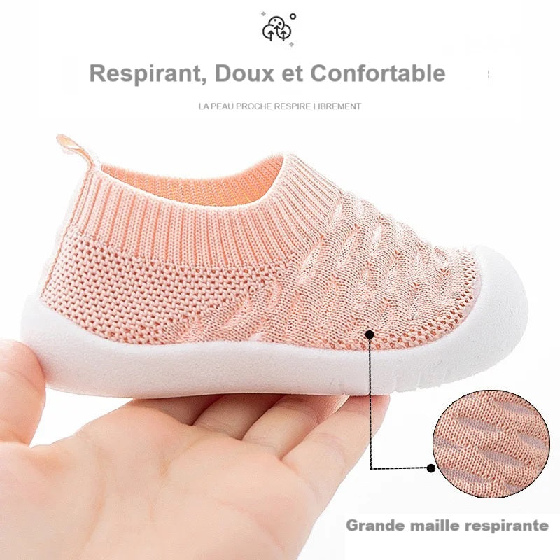 Chaussures Respirantes Bébé 0-36 Mois – Maille Extensible, Semelle Antidérapante, Premiers Pas | TinyStep by TrioNest™