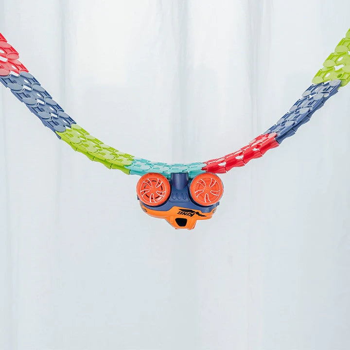 Circuit Voiture Enfant LED Modulable – Loopings, 3 Tailles jusqu'à 384 cm, ABS, Voitures Multicolores | CarLoop by TrioNest™
