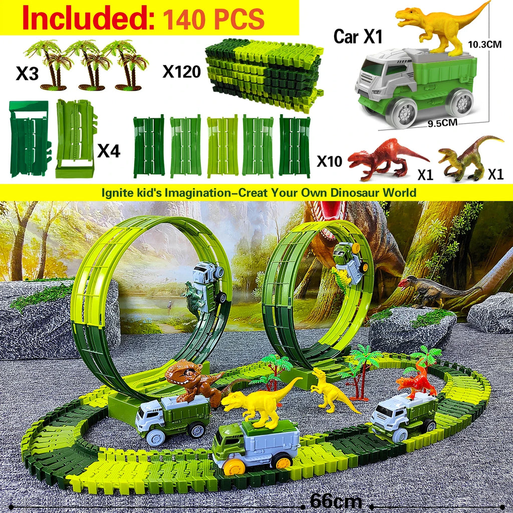 Circuit Voiture Anti-Gravité Looping Vertical 360° – Motorisé, Rampes, Décor Dinos, ABS CE, 4-12 Ans | VertLoop360 by TrioNest™