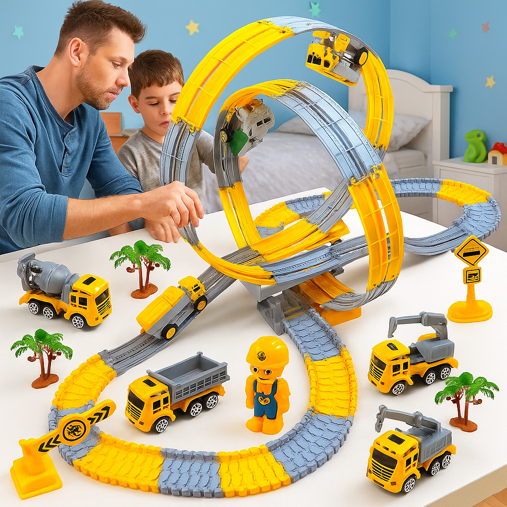 Circuit Voiture Anti-Gravité Looping Vertical 360° – Motorisé, Rampes, Décor Dinos, ABS CE, 4-12 Ans | VertLoop360 by TrioNest™